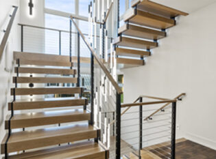 Double stringer stair with Ithaca Cable Railing