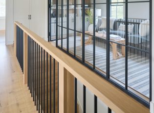 Metal spindle railing on stairwell